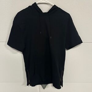 Black Short Sleeve Hoodie Jacket